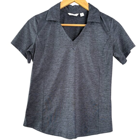 Lady Hagen Womens V Neck Preppy Short Sleeve Polo Top Sz XSmall Blue Tennis Golf - Picture 1 of 7